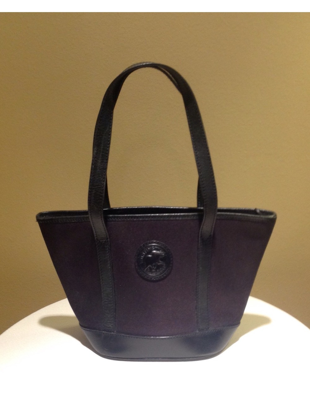 Auth HUNTING WORLD Safari Shoulder Bag Black Canvas Leather Tote & Shopper